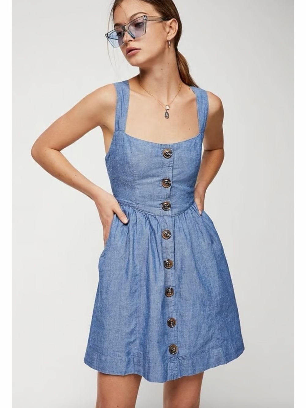 Free People Carolina Chambray Mini Dress
